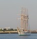 Plane landing over Spanis schooner