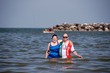 Kathy and Ben in the Adriatic at Lido delle Nazione