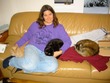 Kathy with three cats