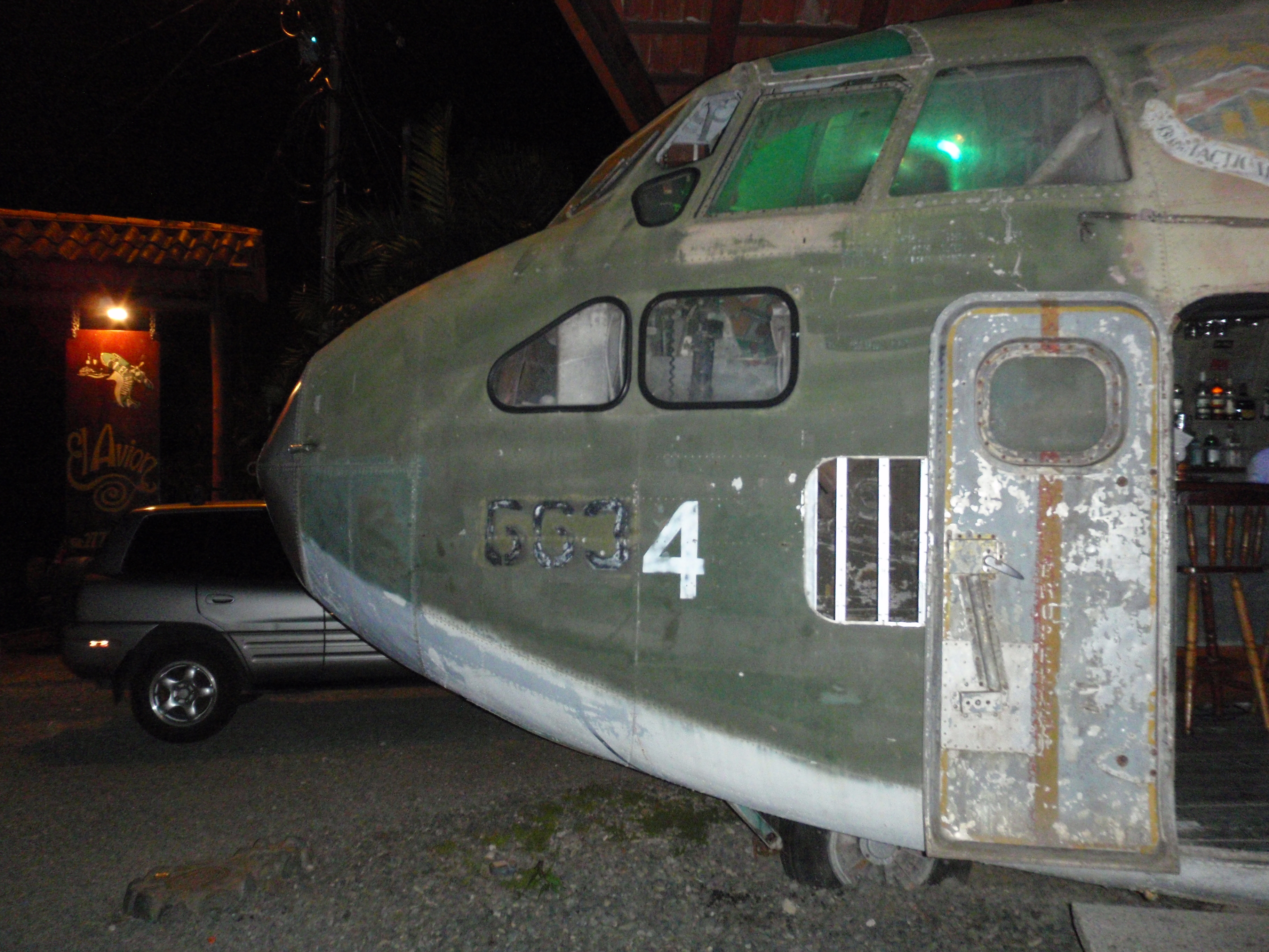 El Avion restaurant (see http://www.costaverde.com/avion01.htm)