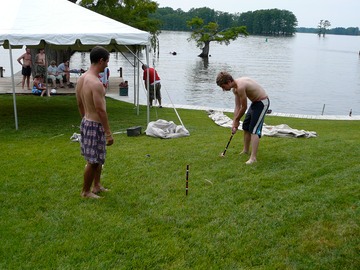 Ross and David at croquet