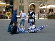 Flag throwers resting