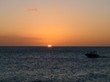 Sunset with motorboat