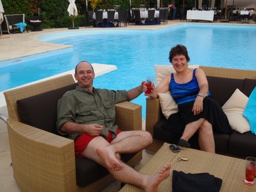 Ben and Kathy share a Campari and Prosecco