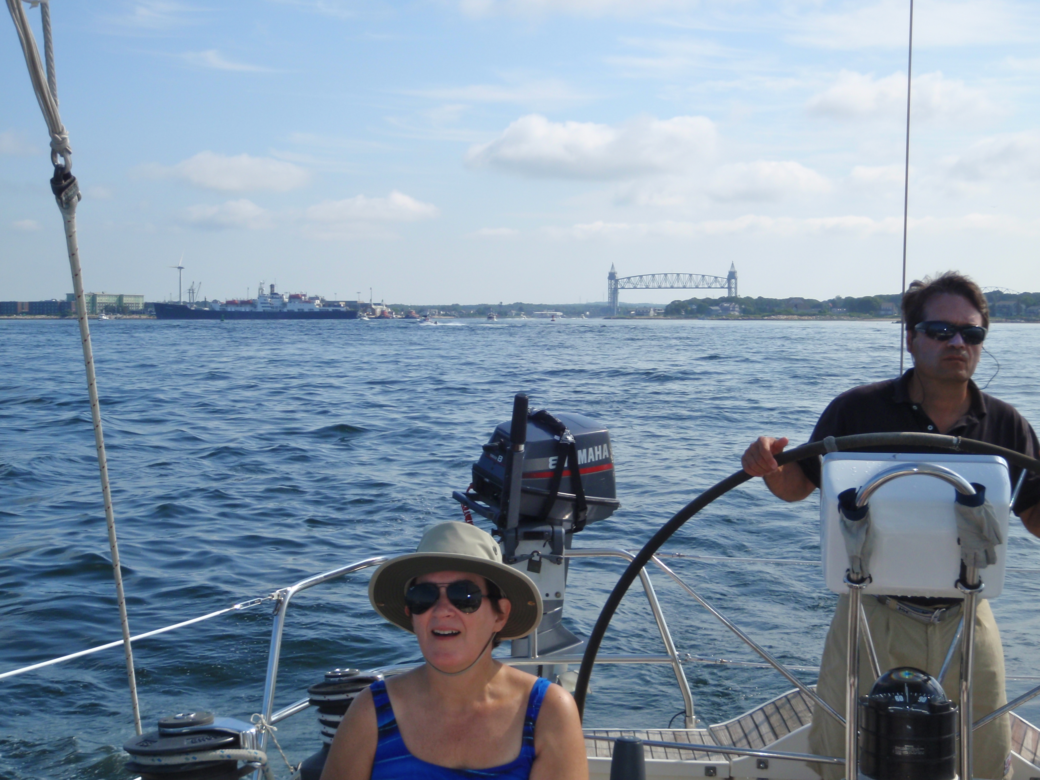 Kathy & Steve with Cape Cod Canal astern