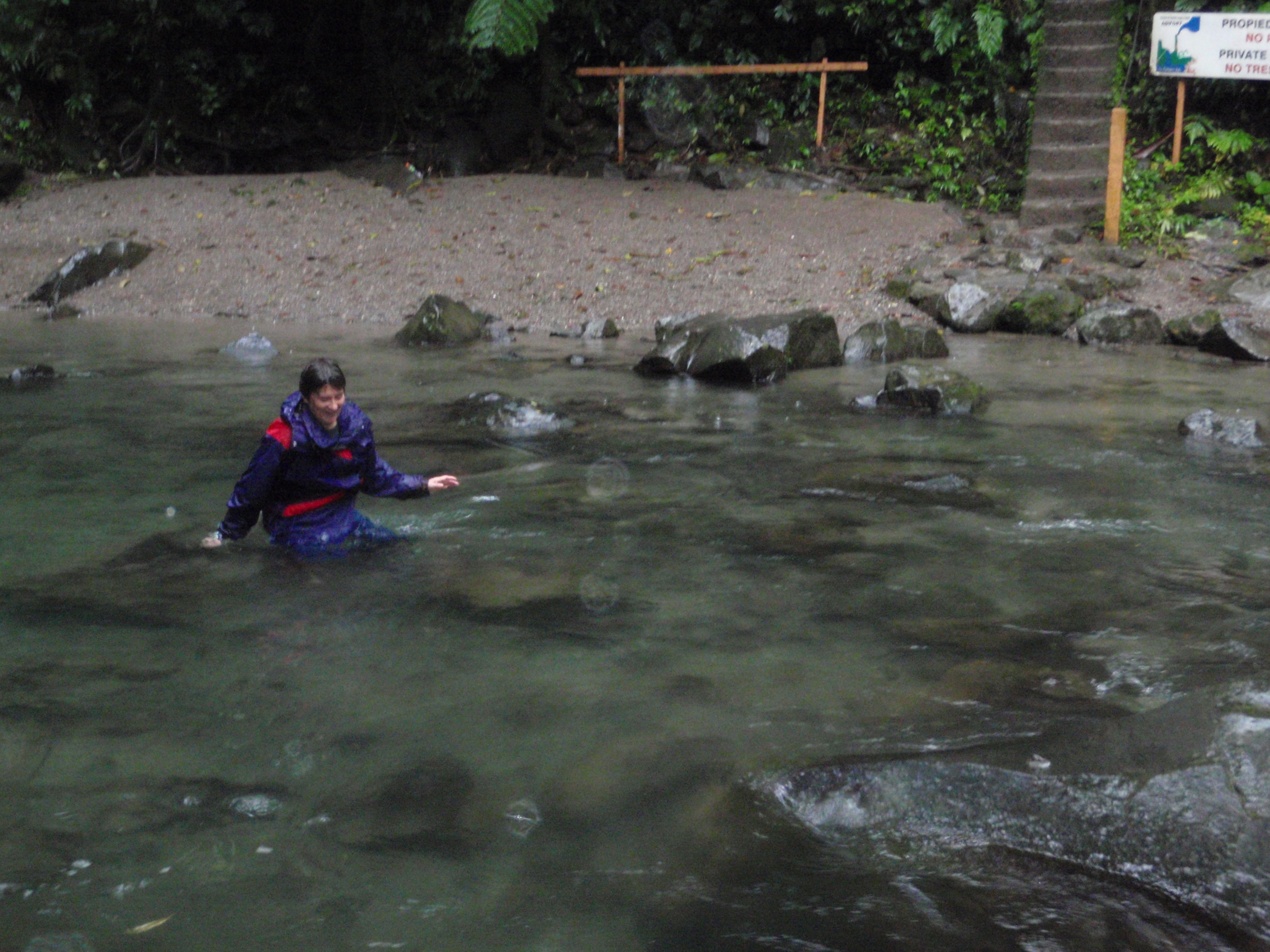 Kathy goes for a dip