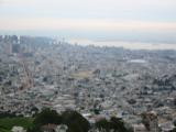From twin peaks.  Market street and the Bay Bridge
