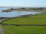 Looking toward the priory from Lindisfarne Castle