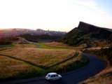 Our cab dropped us off near The Crags to climb Arthur's Seat in Edinburgh.