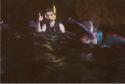 First Mate and First Child enjoy one of the caves at Norman Island's Treasure Point.