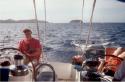 Ben lets Ray(theon), the autopilot, steer while Ariana lazes.