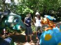 Ariana and Andrea with dino-friends.