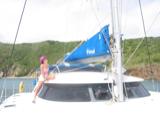 Jessica is terribly impressed with Pete's height.  She eventually also allows herself to be hoised up the mast.