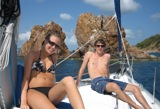 Sunbathing after a great snorkel at the Indians.