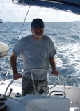 Marshall helms during the one true day of wind back to Road Harbour.